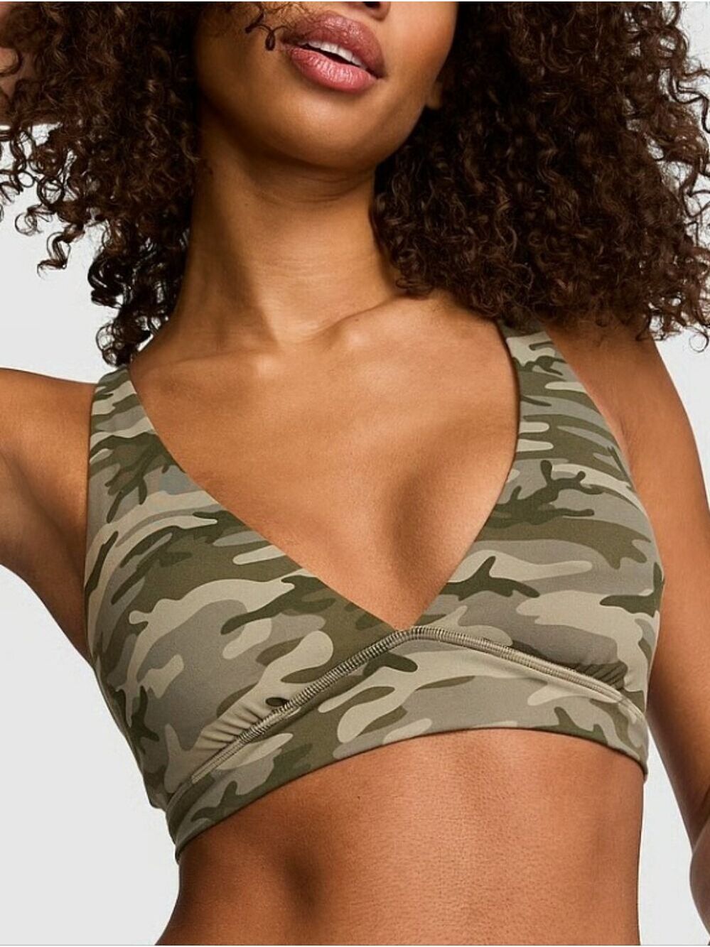 VS Pink Relay Criss Cross Plunge Sports Bra Large DD NWT